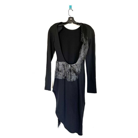 The Attico panelled long-sleeved midi dress black IT44 US8 - Picture 6 of 13